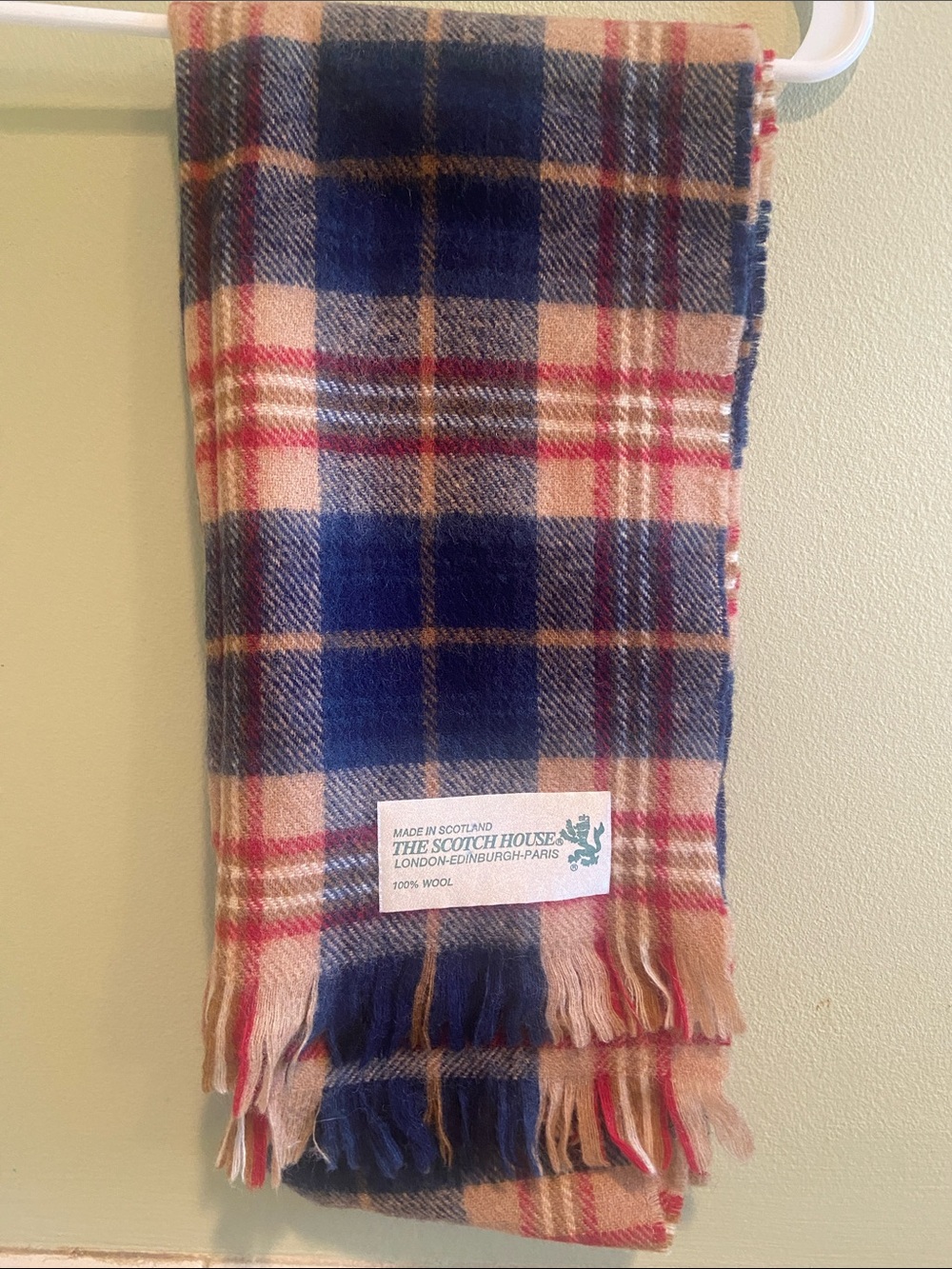 💙 The Scotch House 100% Wool Tan Check Scarf